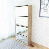 Detailed information about the product Shoe Cabinet 4-Layer Mirror Oak 63x17x134 cm