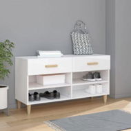 Detailed information about the product Shoe Cabinet High Gloss White 102x35x55 Cm Engineered Wood