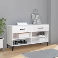 Detailed information about the product Shoe Cabinet High Gloss White 102x35x55 cm Engineered Wood