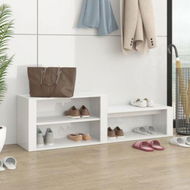 Detailed information about the product Shoe Cabinet High Gloss White 150x35x45 Cm Engineered Wood