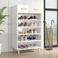 Detailed information about the product Shoe Cabinet High Gloss White 60x35x105 Cm Engineered Wood