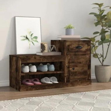 Shoe Cabinet Smoked Oak 100x42x60 cm Engineered Wood