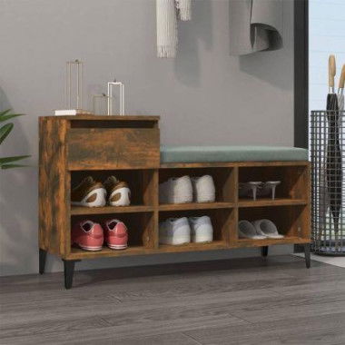 Shoe Cabinet Smoked Oak 102x36x60 Cm Engineered Wood