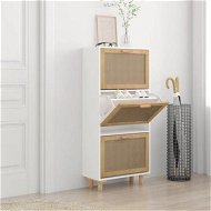 Detailed information about the product Shoe Cabinet White 52x25x115 cm Engineered Wood and Natural Rattan