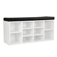 Detailed information about the product Shoe Rack Cabinet Organiser Black Cushion - 104 X 30 X 45 - White