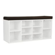 Detailed information about the product Shoe Rack Cabinet Organiser Brown Cushion - 104 X 30 X 45 - White