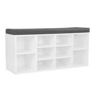 Detailed information about the product Shoe Rack Cabinet Organiser Grey Cushion - 104 X 30 X 45 - White