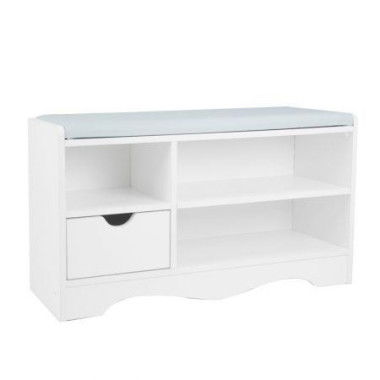 Shoe Rack Cabinet Organiser Grey Cushion - 80 X 30 X 45 - White