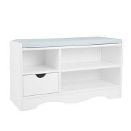 Detailed information about the product Shoe Rack Cabinet Organiser Grey Cushion - 80 X 30 X 45 - White