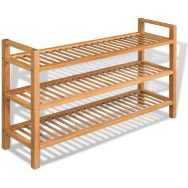 Shoe Rack With 3 Shelves 100x27x595 Cm Solid Oak Wood