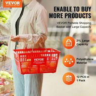 Detailed information about the product Shopping Basket Set of 12 21L Durable Plastic Grocery Basket with Metal Handle and Stand 425 x 305 x 218 mm Portable Shop Basket Bulk Used