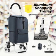 Detailed information about the product Shopping Cart Trolley Dolly Foldable Storage Grocery Bag Wheeled Utility Granny Stair Climbing Market Camp Trolly Aluminium 45L Portable Collapsible