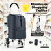 Shopping Cart Trolley Dolly Foldable Storage Grocery Bag Wheeled Utility Granny Stair Climbing Market Camp Trolly Aluminium 45L Portable Collapsible. Available at Crazy Sales for $79.95