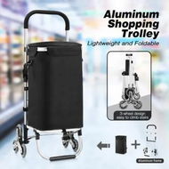 Detailed information about the product Shopping Cart Trolley Wheeled Storage Trolly Bag Grocery Foldable Market Utility Granny Stair Climbing Wheels Aluminium Waterproof Luggage 45L