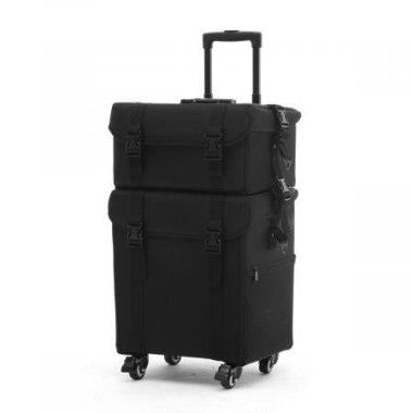 Shoulder/Trolley 2-in-1 Pro Makeup Case With 8 Removable Trays 10 Extendable Trays And 13 Detachable Pieces Inside.