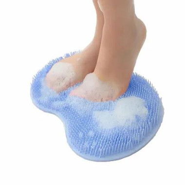 Shower Foot and Back Scrubber Mat, Wall Mounted Shower Foot Scrubber with Suction Cups, Massage Foot Cleaner for Shower (Blue)