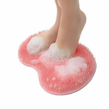 Shower Foot and Back Scrubber Mat, Wall Mounted Shower Foot Scrubber with Suction Cups, Massage Foot Cleaner for Shower (Pink)