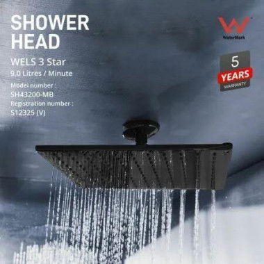 ShowerHead: Palila: Shower head - Square 200mm - Matt Black (SH43200-MB)