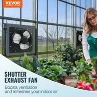 Detailed information about the product Shutter Exhaust Fan 305mm /12inch w/ Temperature Humidity Controller EC-motor 904 CFM Variable Speed Adjustable Wall Mount Attic Fan Ventilation & Cooling