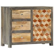 Detailed information about the product Side Cabinet Grey 75x30x60 Cm Solid Mango Wood