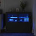 Side Cabinets with LED Lights 2 pcs Black Engineered Wood. Available at Crazy Sales for $179.95