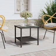 Detailed information about the product Side Table Black 45x45x45 Cm Poly Rattan And Tempered Glass