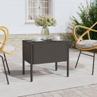 Detailed information about the product Side Table Black 53x37x48 Cm Poly Rattan And Tempered Glass