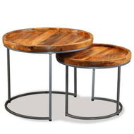 Detailed information about the product Side Table Set 2 Pieces Solid Mango Wood