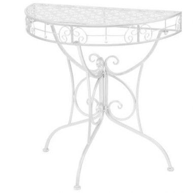 Side Table Vintage Style Half Round Metal 72x36x74 Cm Silver