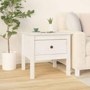 Side Table White 50x50x49 Cm Solid Wood Pine