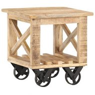 Detailed information about the product Side Table with Wheels 40x40x42 cm Rough Mango Wood