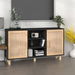 Sideboard Black 105x30x60 cm Solid Wood Pine and Natural Rattan. Available at Crazy Sales for $169.95