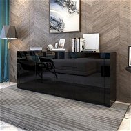 Detailed information about the product Sideboard Buffet Cabinet Table 4 Doors 1 Drawer High Gloss Front Storage Cupboard Black