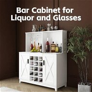 Detailed information about the product Sideboard Buffet Table Kitchen Wine Bar Liquor Drinks Alcohol Storage Cabinet Coffee Station Glass Display Cupboard White