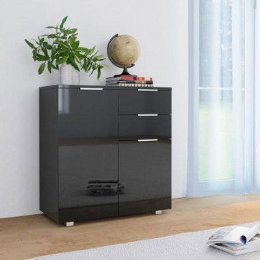 Sideboard High Gloss Black 71x35x76 cm Chipboard