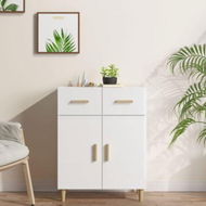 Detailed information about the product Sideboard High Gloss White 69.5x34x89 Cm Engineered Wood.