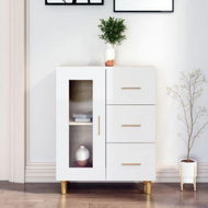 Detailed information about the product Sideboard High Gloss White 69.5x34x90 Cm Engineered Wood.