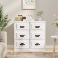 Detailed information about the product Sideboard High Gloss White 70x35.5x67.5 Cm Engineered Wood.