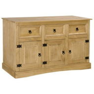 Detailed information about the product Sideboard Solid Mexican Pinewood Corona Range 132x43x78 Cm