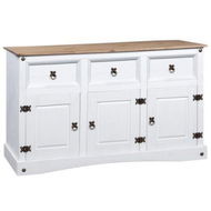 Detailed information about the product Sideboard Solid Mexican Pinewood Corona Range White 132x43x78 Cm