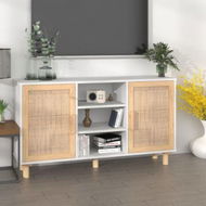 Detailed information about the product Sideboard White 105x30x60 Cm Solid Wood Pine And Natural Rattan