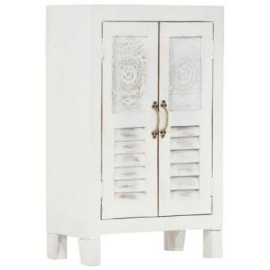 Sideboard White 55x30x90 cm Solid Wood Acacia