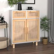 Detailed information about the product Sideboard White 60x30x75 cm Solid Wood Pine and Natural Rattan