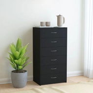 Detailed information about the product Sideboard With 7 Drawers Black 50x34x96 Cm Chipboard