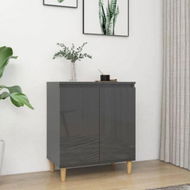 Detailed information about the product Sideboard & Solid Wood Legs High Gloss Grey 60x35x70 Cm Engineered Wood.