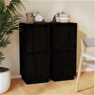 Detailed information about the product Sideboards 2 Pcs Black 31.5x34x75 Cm Solid Wood Pine.