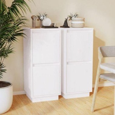 Sideboards 2 Pcs White 31.5x34x75 Cm Solid Wood Pine.