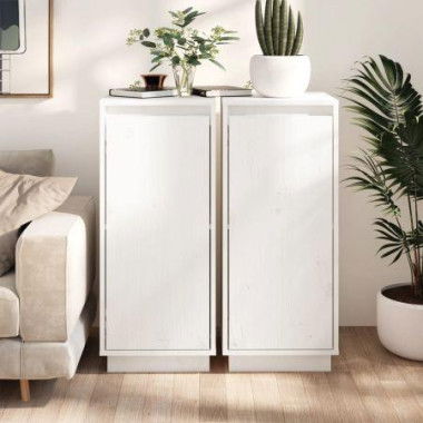 Sideboards 2 Pcs White 31.5x34x75 Cm Solid Wood Pine.