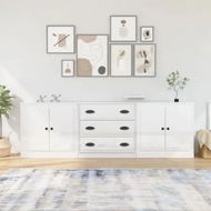 Detailed information about the product Sideboards 3 pcs High Gloss White Engineered Wood