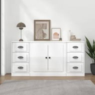 Detailed information about the product Sideboards 3 pcs High Gloss White Engineered Wood